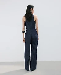 Mango Women's Denim Halter-Neck Jumpsuit