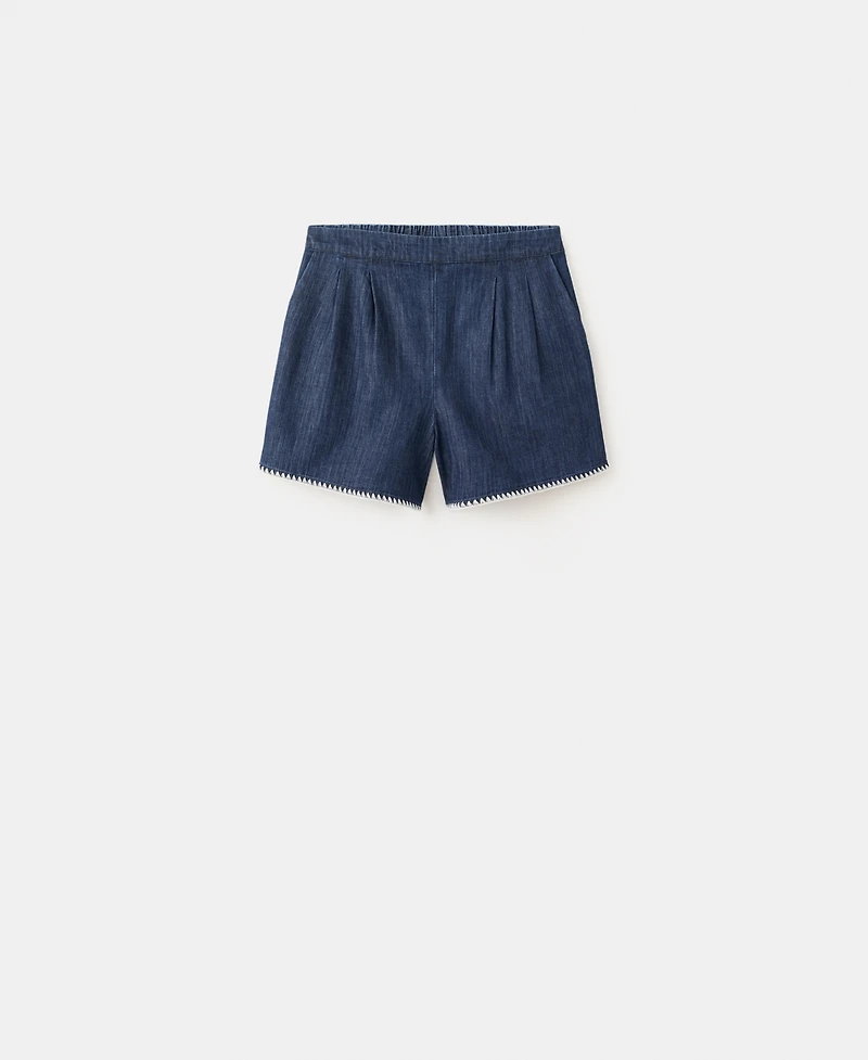 Mango Women's Contrast Trim Denim Shorts