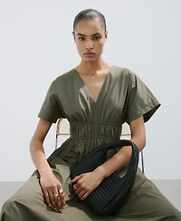 Mango Women's V-Neck Cotton Dress