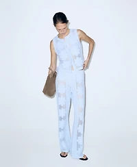 Mango Women's Openwork Embroidery Straight-Leg Pants
