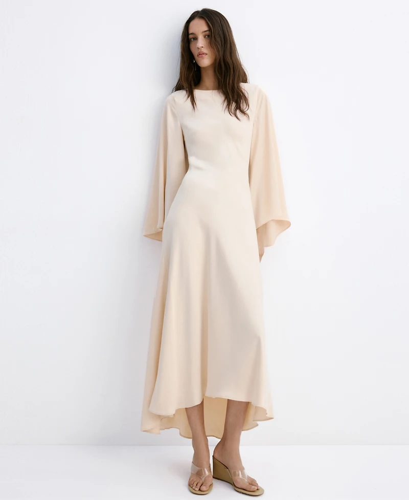 Mango Women's Flared-Sleeve Satin Dress