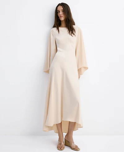 Mango Women's Flared-Sleeve Satin Dress