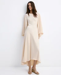 Mango Women's Flared-Sleeve Satin Dress