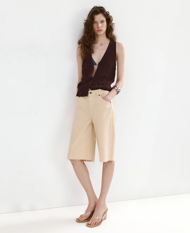 Mango Women's Open-Knit V-Neck Vest
