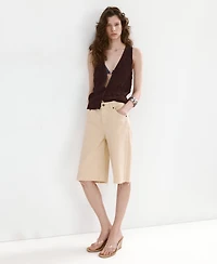 Mango Women's Open-Knit V-Neck Vest