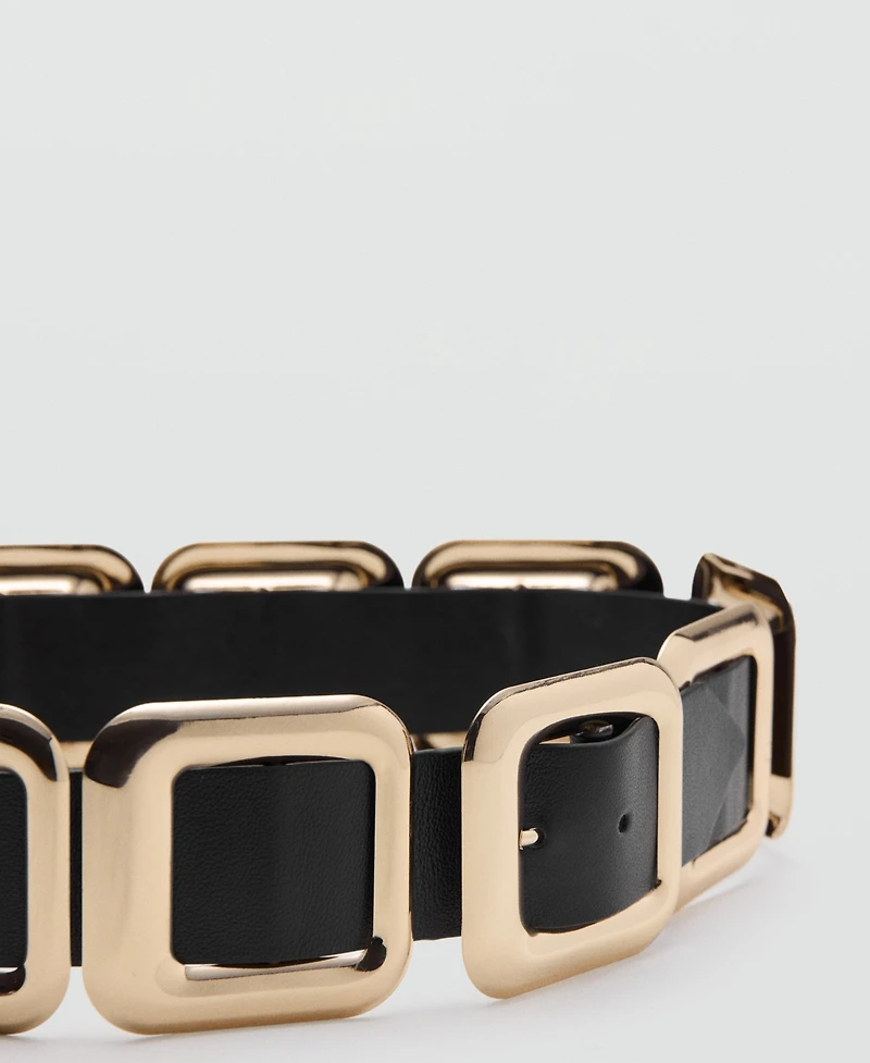 Mango Women's Square Design Leather Belt