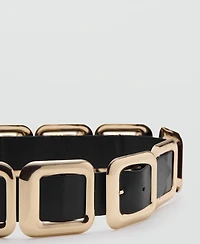Mango Women's Square Design Leather Belt