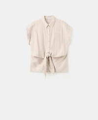 Mango Women's Linen Pinstripe Shirt