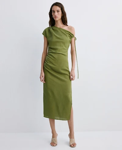 Mango Women's Side Ruched Asymmetric Dress