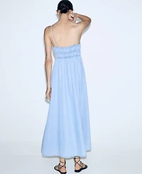 Mango Women's Lyocell Ruched Denim Dress