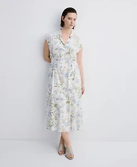 Mango Women's Floral-Print Shirt-Style Dress