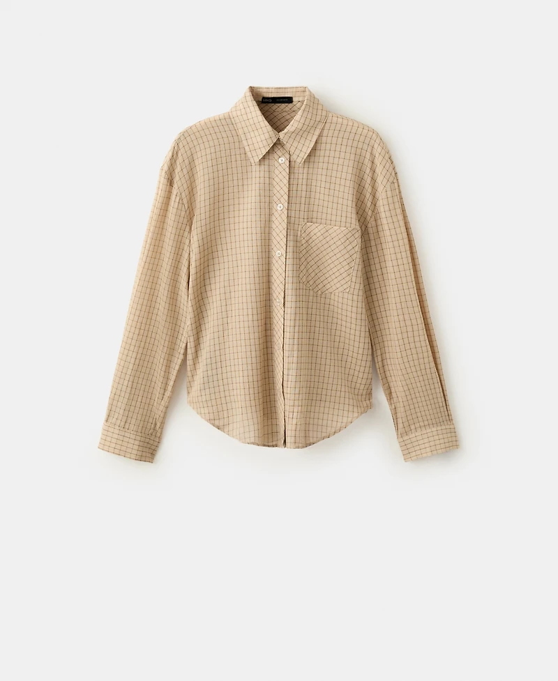 Mango Women's 100% Cotton Checkered Shirt