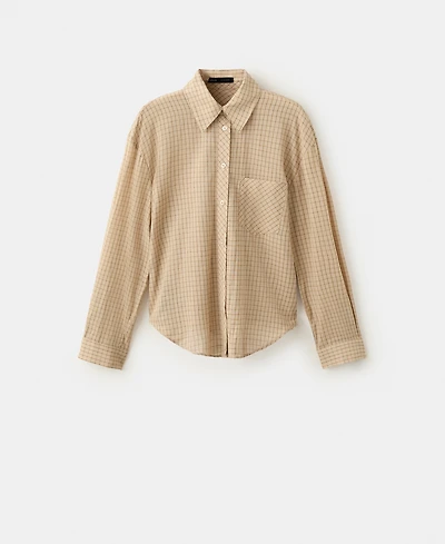 Mango Women's 100% Cotton Checkered Shirt
