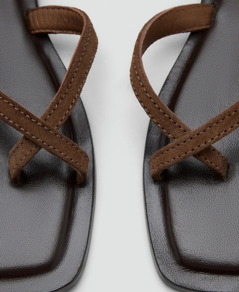 Mango Women's Crossed Straps Leather Sandals