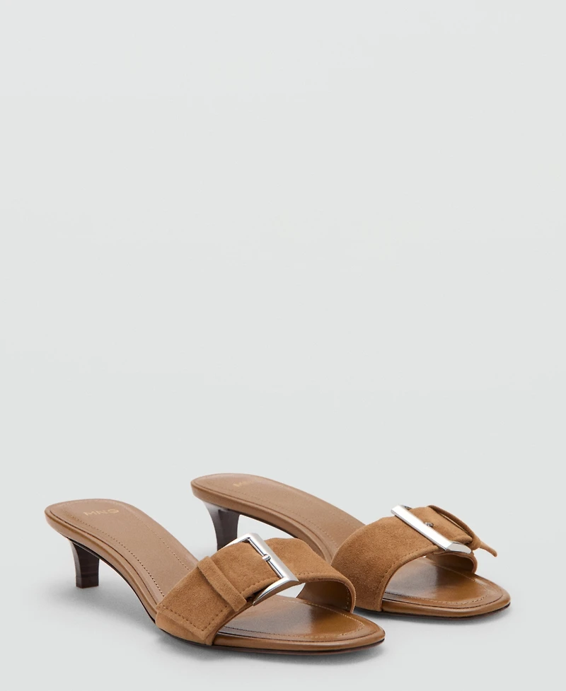 Mango Women's Buckle Leather Heeled Sandals