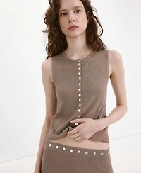 Mango Women's Combined Buttons Textured Top