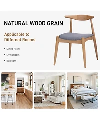Rainsken Mid-Century Modern Dining Chairs Set of 2 with Curved Backrest, Comfort Cushions and Solid Wood Frame for Kitchen, Room