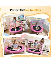 Bcan SP1 36 inch Astm Certified Toddler Trampoline Indoor Mini Trampoline with Foam Handle Safety Cover Easy Assembly for Kids