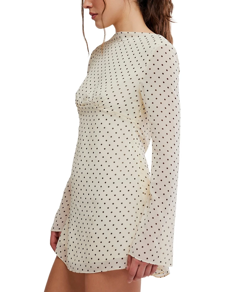 Free People Women's Jolie Boat Neck Printed Mini Dress
