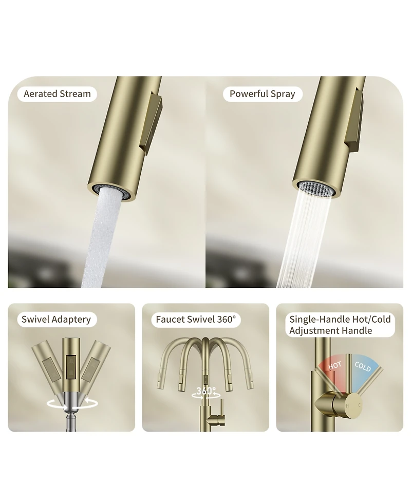 Phying Kitchen Faucet with Pull Down Sprayer