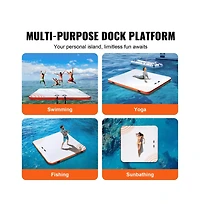 Sugift Inflatable Floating Dock Square with Non-Slip Mat and Ladder