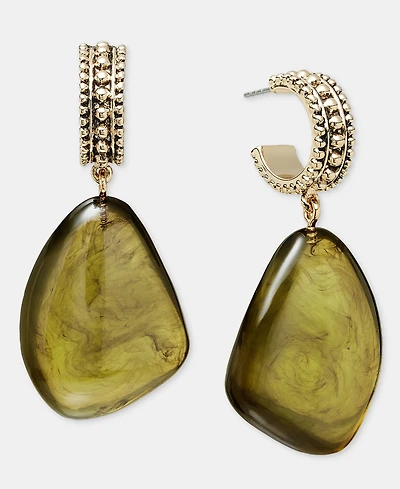 Style & Co Green Jewel Huggie Drop Earrings, Macy's Exclusive