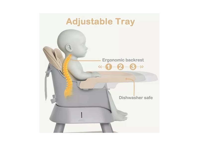 Kinder King 8-in-1 Baby High Chair Converts to Booster Seat and Kids Table Set with Removable Tray