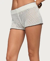 Edikted Women's Rocca Contrast Crochet Micro Shorts