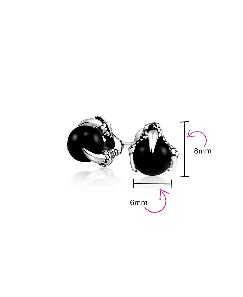 Bling Jewelry Gothic Punk Biker Dragon Claw Stud Earrings Ball Orb Stainless Steel