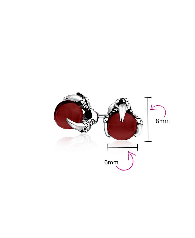 Bling Jewelry Gothic Punk Biker Dragon Claw Stud Earrings Ball Orb Stainless Steel