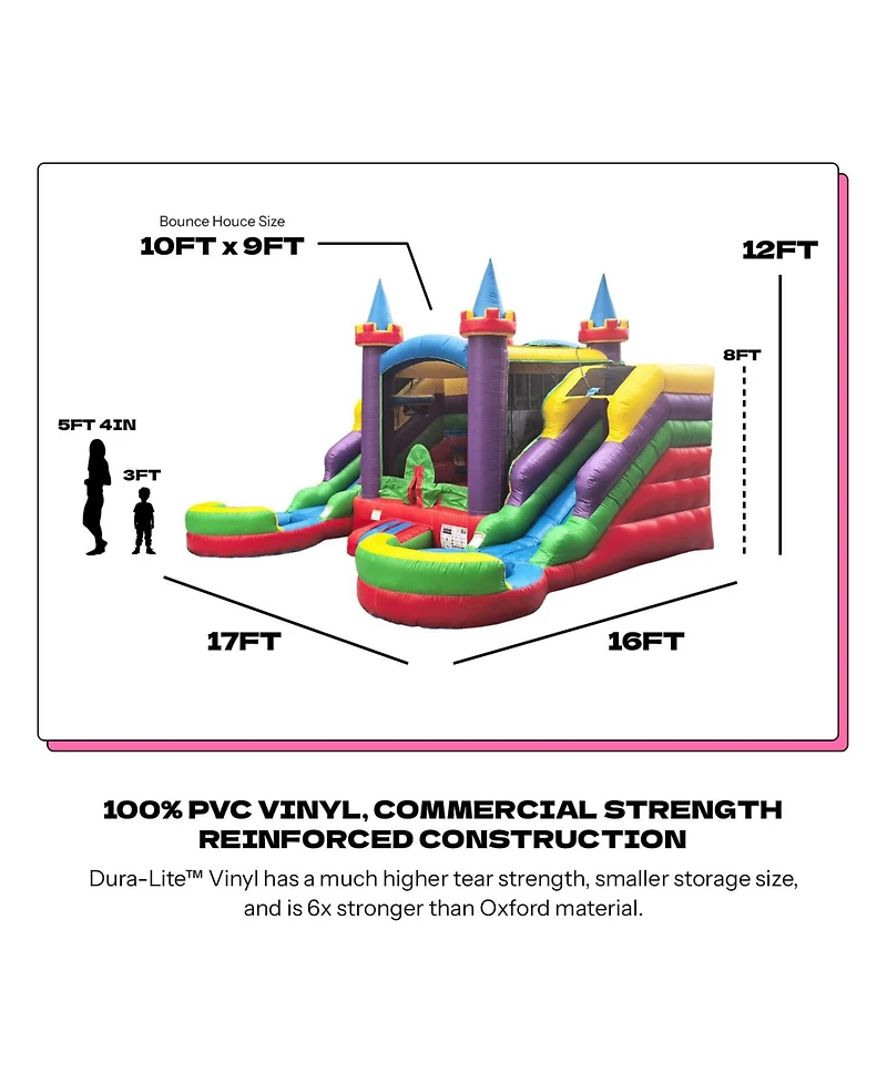 Pop Jump Rainbow Castle Bounce House and Double slide Combo