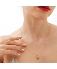 Spero London Sterling Silver Natural Circle Pendant Necklace With Beaded Chain