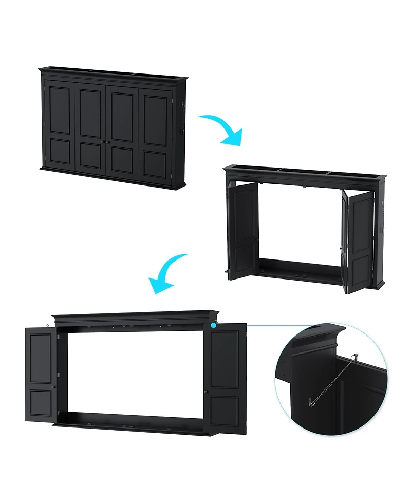 Homsee Tv Cover Retro Dust Protector and Media Console | Foldable and Wall-Ventilated Tv Cabinet