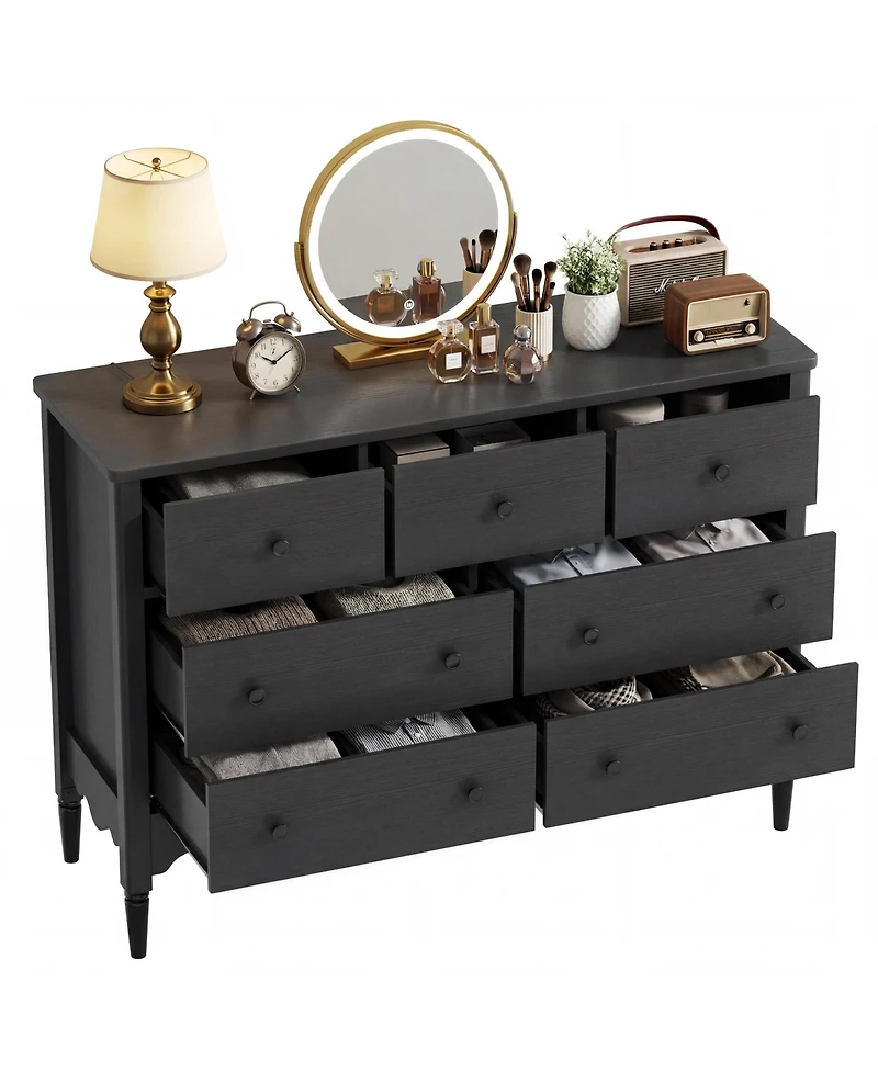 Aheaplus 47" Wooden 7-Drawers Cabinet, Farmhouse Dresser for Badroom