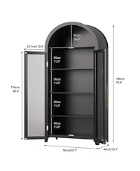 Vlsrka 71 Inch Arched Tall Cabinet with Led lights