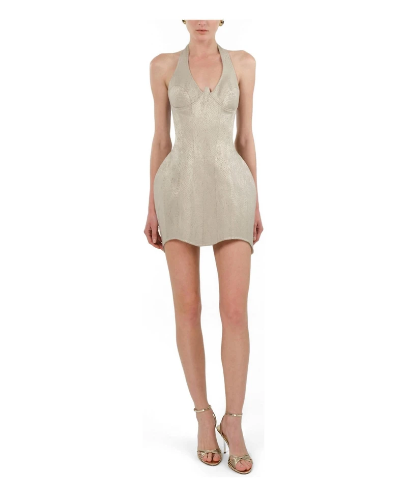 Nocturne Women's Snake-Print Boned Mini Corset Dress