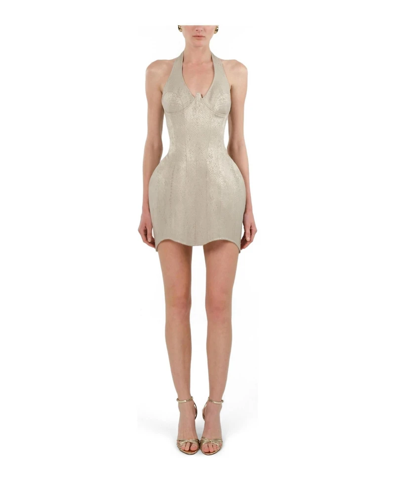 Nocturne Women's Snake-Print Boned Mini Corset Dress