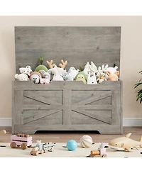 homfan 39.4" Gray Storage Chest and Toy Box with Safety Hinge, 350LBS Capacity, Entryway Bench for Living Room Playroom