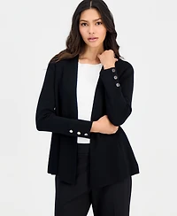 Anne Klein Essentials Petite Open-Front Side-Slit Cardigan