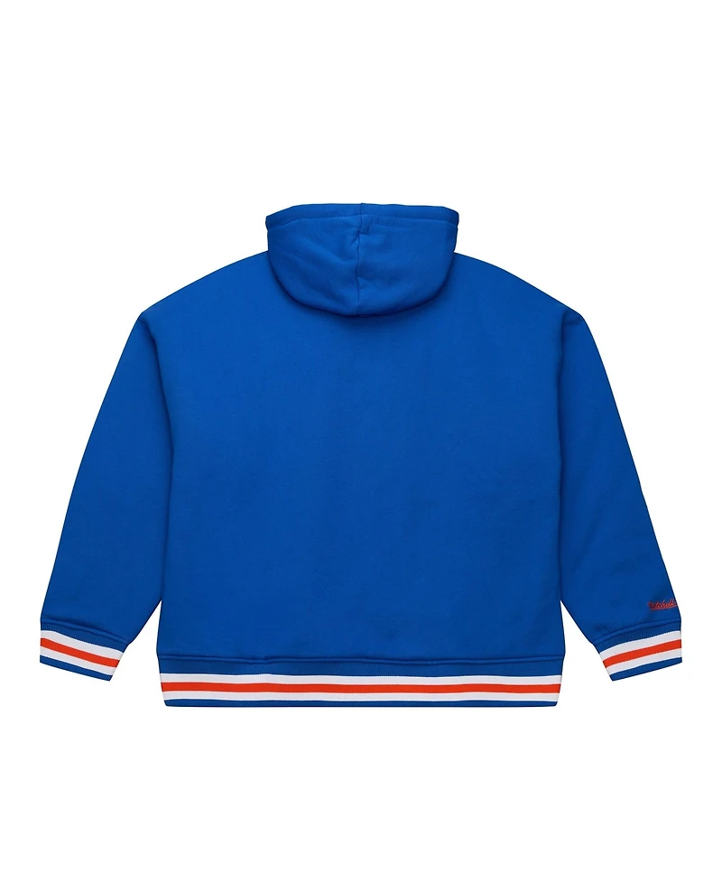 Mitchell Ness Men's Blue New York Knicks Throw It Back Quilted Fleece Quarter-Zip Hoodie