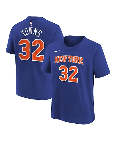 Nike Big Boys and Girls Karl-Anthony Towns Blue New York Knicks Icon Name Number T-Shirt