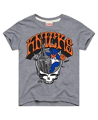 Homage Big Boys and Girls Gray New York Knicks x The Grateful Dead Skull Tri-Blend T-Shirt