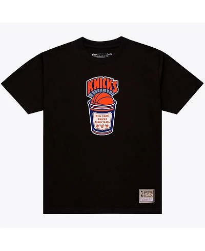 Mitchell Ness Men's Black New York Knicks Coffee Cup T-Shirt