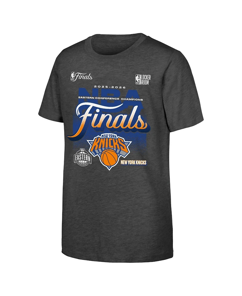 Fanatics Big Boys and Girls Charcoal New York Knicks 2026 Nba Eastern Conference Champions Authentic Locker Room T-Shirt