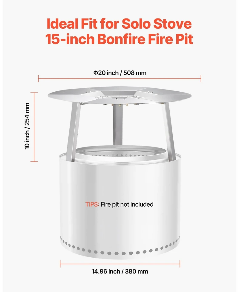 Cozito Fire Pit Heat Deflector, 20 inches Round Stainless Steel Heat Diffuser Burner Cover