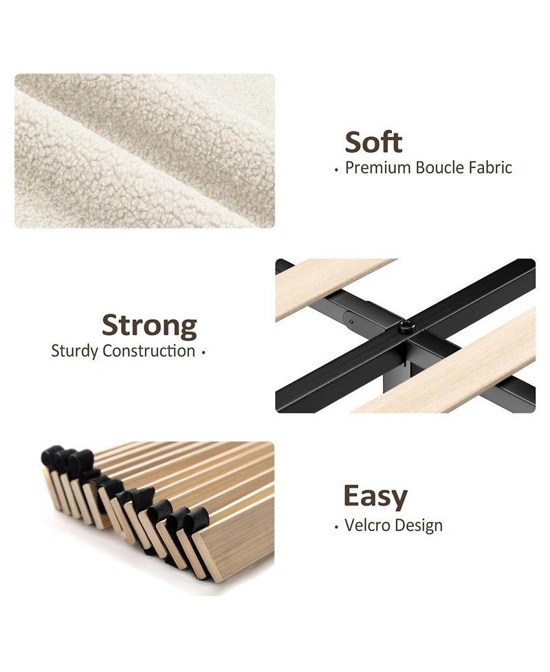 Rainsken Platform Bed Frame, with Height-Adjustable Headboard, Quiet Design, Upholstered Teddy fabric