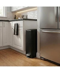 Maga Casa 12 Gal/45 Liter Slim Stainless Steel Step-on Kitchen Trash Can Hands-Free Foot Pedal Soft-Close Lid for Home Office