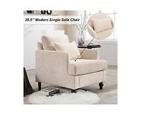 Rainsken Modern Accent Chair with Studded, Upholstered Chenille Armchair, Solid Wood Frame, for Living Room, Apartment, Bedroom