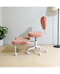 Rainsken Meditation chair, Velvet fabric, with lumbar support and a height, Heart-Shaped Backrest, Adjustable Height, for Office, Study