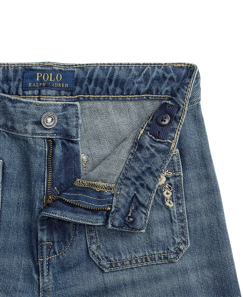 Polo Ralph Lauren Girls' 7-16 Embroidered Flared Cotton Denim Jeans